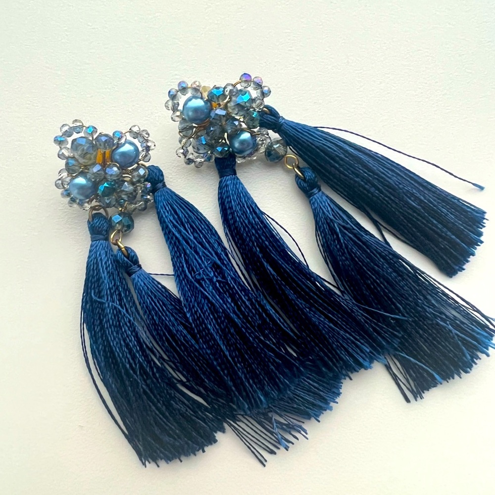 Blue beaded earrings
